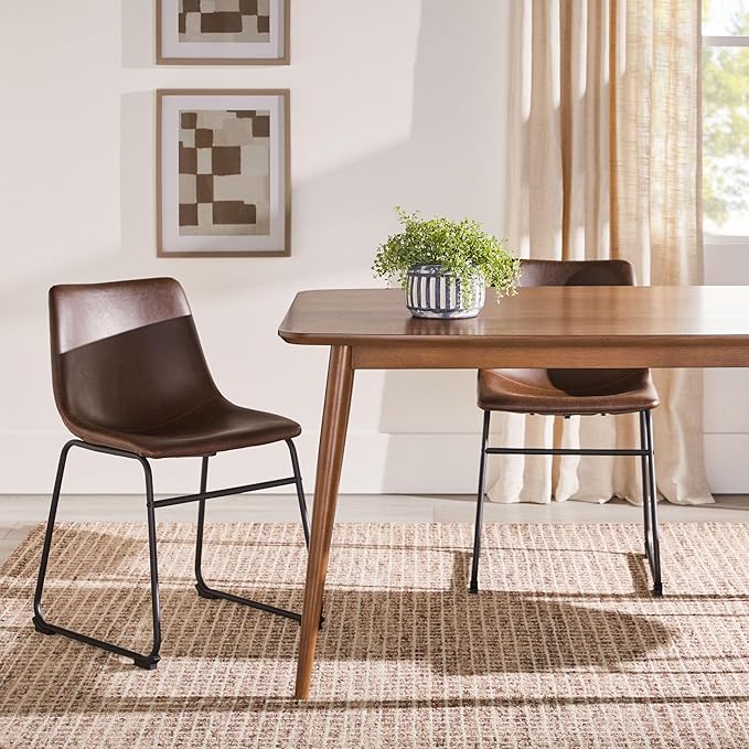 Walker Edison Mid-Century Modern Solid Wood Tapered-Leg Dining Table, 59 Inch - Image 6