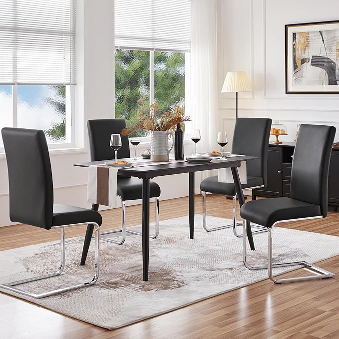 Yaheetech Dining Chairs Set of 4 Modern Faux Leather Upholstered Dining Room - Image 2