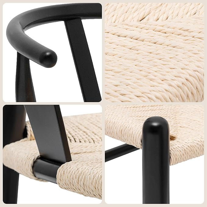 POLY & BARK Weave Dining Chairs – Mid-Century Modern Wishbone Dining Chairs - Image 7