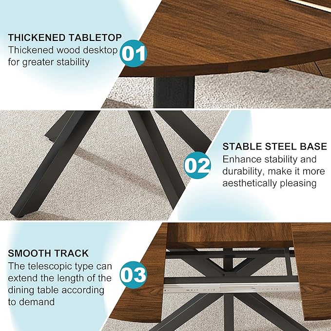 43"- 59" Extendable Dining Table - Image 3