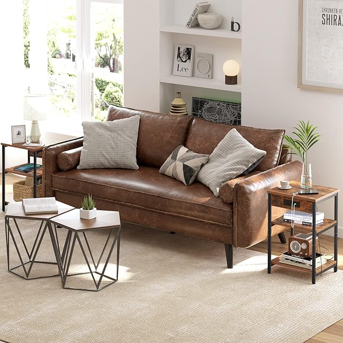 TUTOTAK End Table with Charging Station, Nightstand, 3-Tier Couch Side Table - Image 2