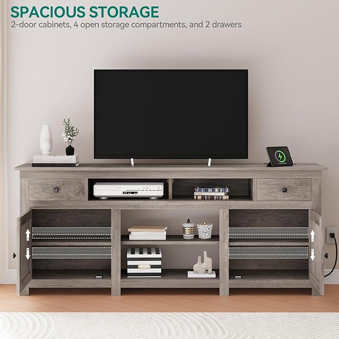 YITAHOME TV Stand for 75/80 Inch TV, Farmhouse Entertainment Center - Image 3