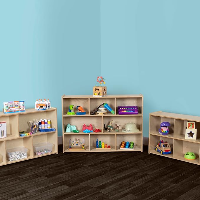 Birch Cubby Storage Organizer Bookcase, 3-Tier Open Shelves, 8-Cube Storage - Image 6