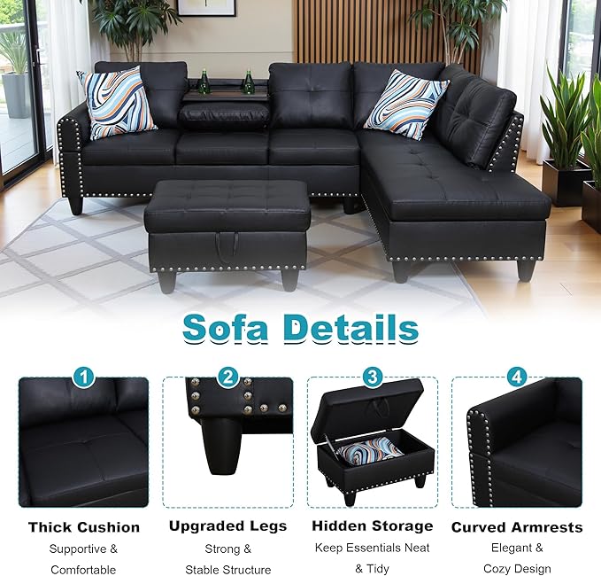 97.5" Oversized Sectional Couch, L Shaped Couch - Image 4