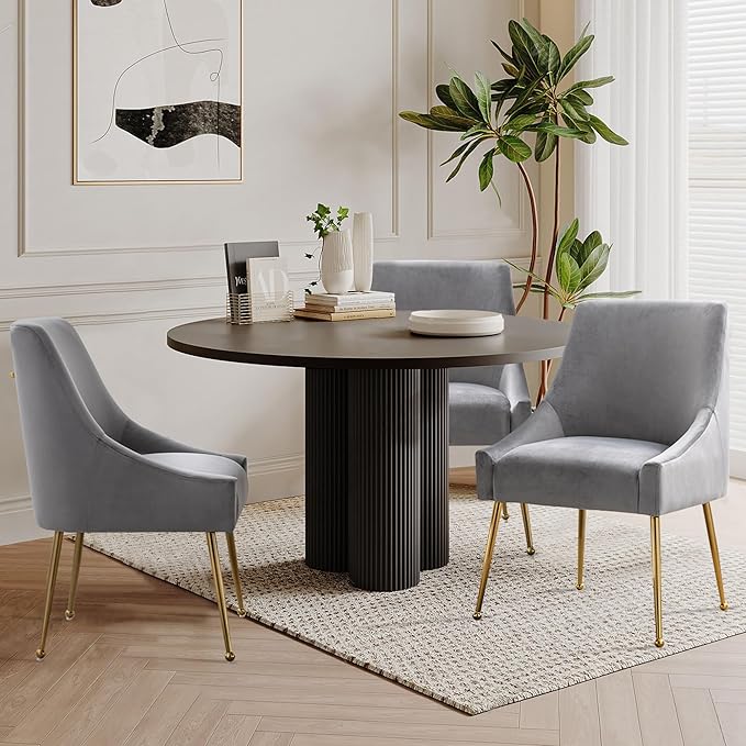 Modern Velvet Dining Chairs Set of 4, Contemporary Upholstered Furniture - Image 6