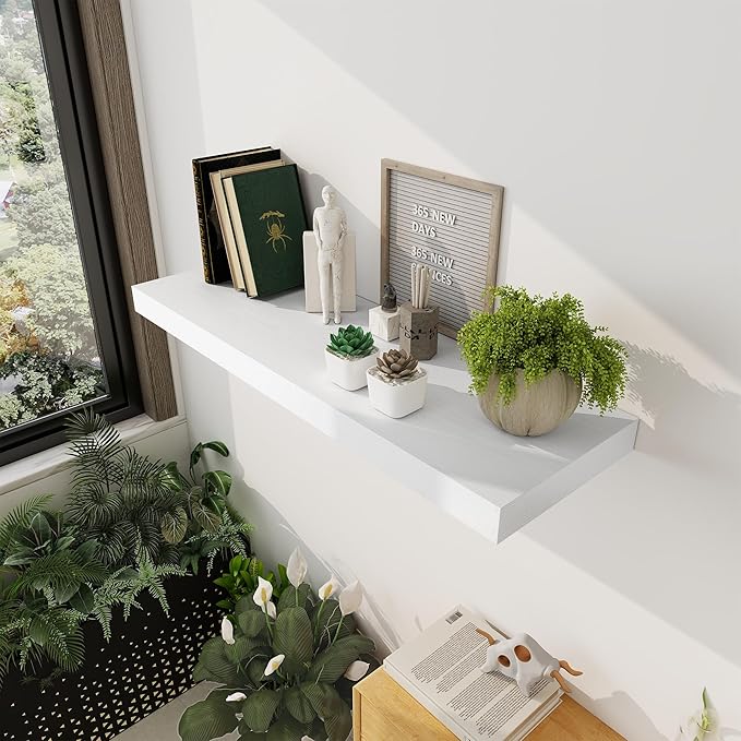 White Floating Shelves 36 Inch Long, 12 Inch Deep Floating Shelves - Image 5