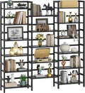 Homykic Bamboo Triple Wide Shallow Bookshelves and Bookcases, 6-Tier 6ft Tall by Homykic