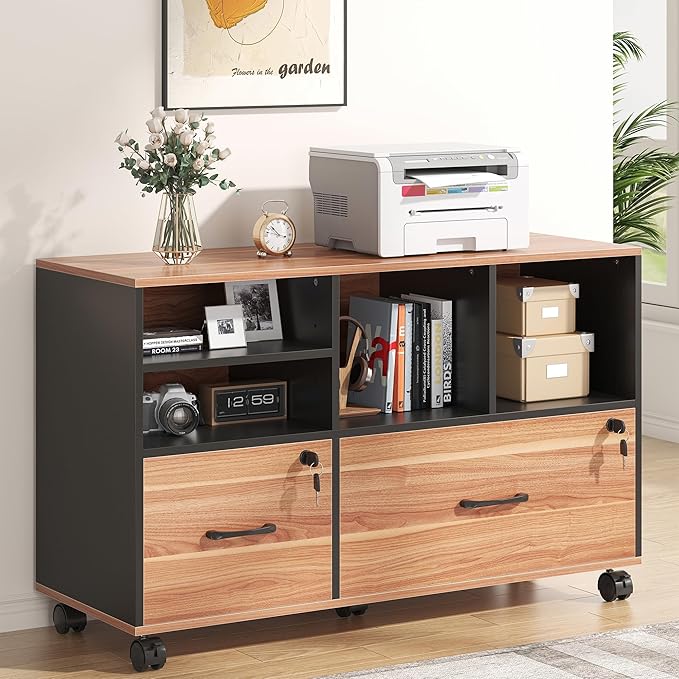 2 Drawer Wood Mobile Large Lateral File Cabinet by Nosepen