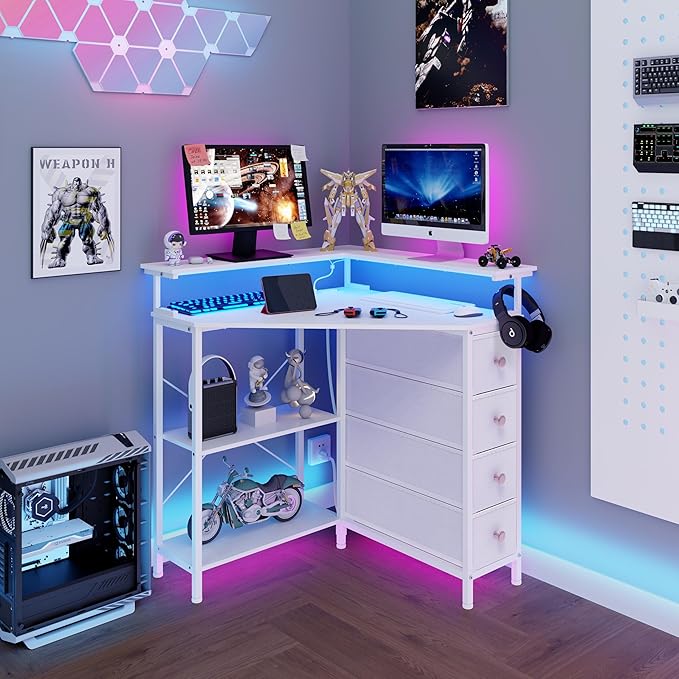Corner Desk with Drawers Shelves - Image 4