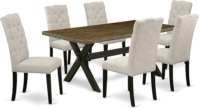East West Furniture X677EL635-7 7 Piece Dining Table Set Consist of a Rectangle - Image 2