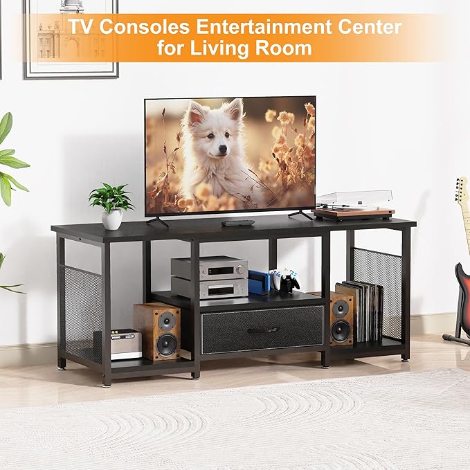 TV Stand with Drawers and Open Storage Shelves - Image 6