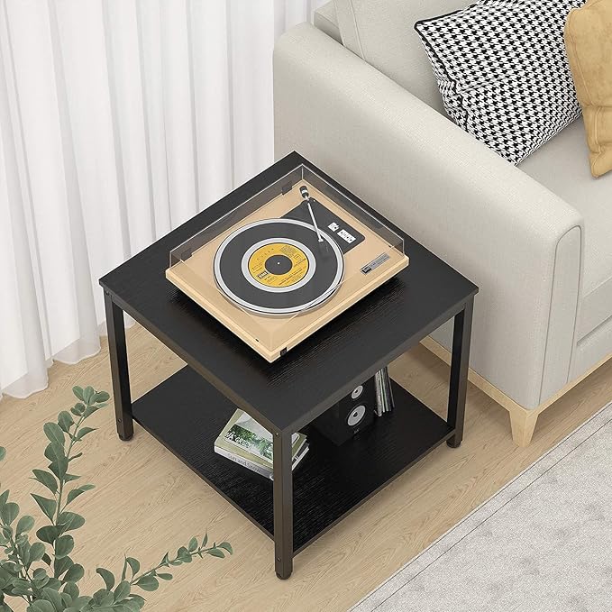 Homieasy Side Table 20 Inch Square, 2-Tier Coffee Tea End Table Nightstands - Image 2