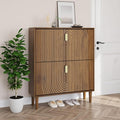 Smuxee Shoe Cabinet with 2 Flip Drawers, 31.5" Walnut Hidden Shoe Storage by Smuxee