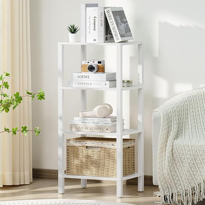 4 Tier Tall Wooden Bookshelf by YUFAM