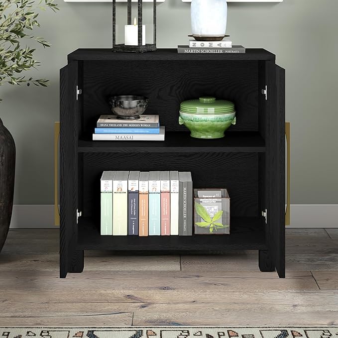 Henn&Hart 28" Wide Rectangular Accent Cabinet in Natural Black, - Image 5