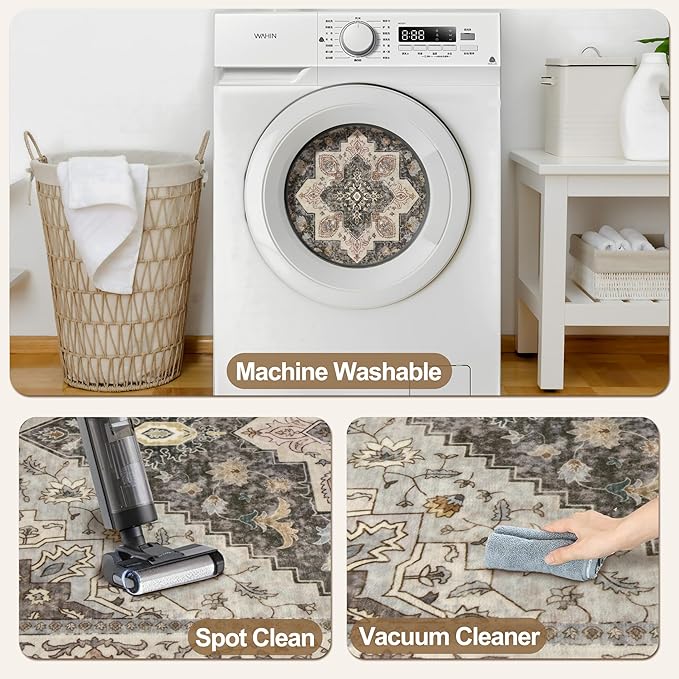 Kitchen Rugs 2x4 Washable Rug for Entryway Vintage Non Slip Small Rugs Front - Image 2