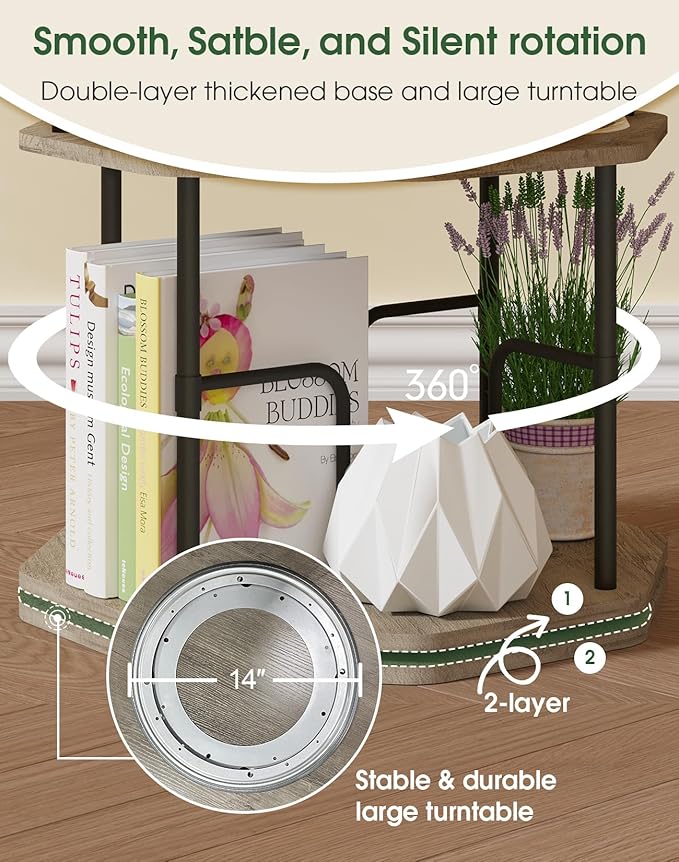 5 Tier Rotating Bookshelf, 360 Display Round Spinning Bookshelf Tower - Image 6