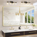 55x36 Inch Gold Bathroom Mirror, Metal Framed Large Rectangle Mirror, Rounded by WelcometoCIVENO