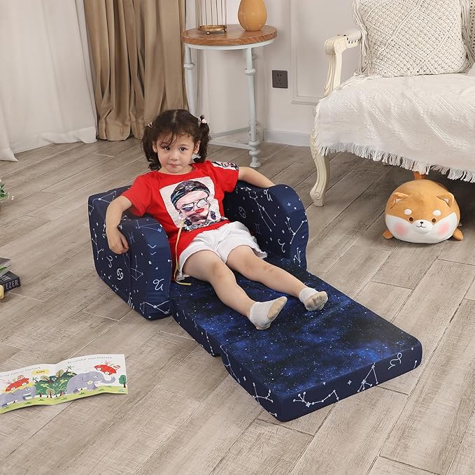 Constellation Kids Sofa, 2-in-1 Kids Couch Fold Out, Convertible Sofa to Bed - Image 5