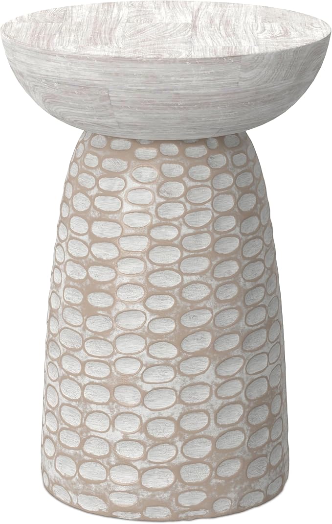 SIMPLIHOME Boyd 13-inch Wide Solid Mango End Table in White Wash, by SimpliHome