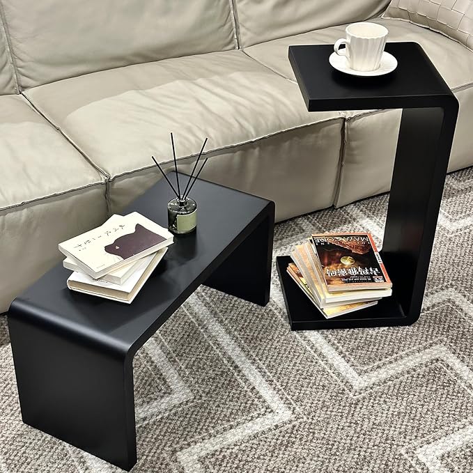 C Shaped End Table, Solid Wood C Side Table - Image 6