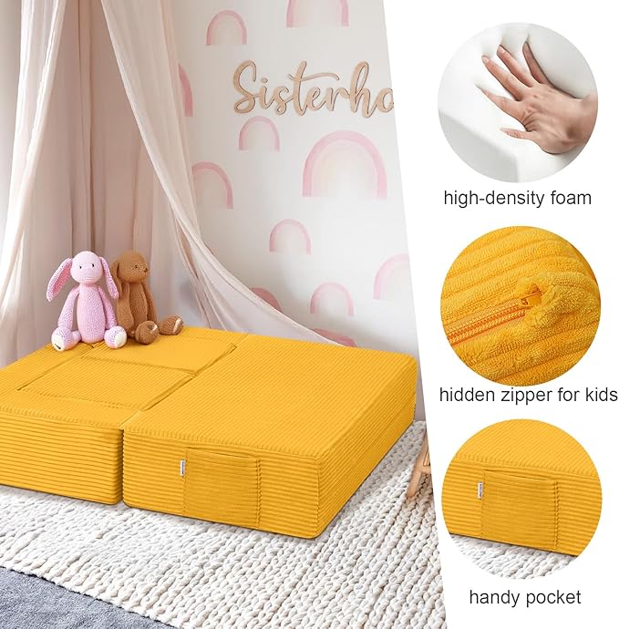 MeMoreCool Modular Kids Couch, Corduroy Play Toddler Couch - Image 7