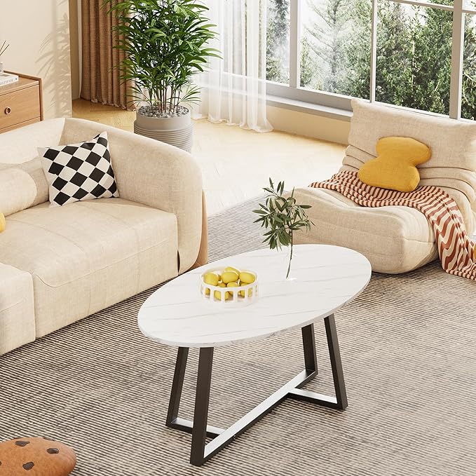 Coffee Table Small Oval Table, Modern Center Tea Tables - Image 5