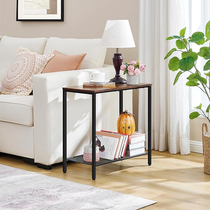 Hoctieon 2 Tier End Table, Sofa Side Table, Narrow Side Table - Image 4