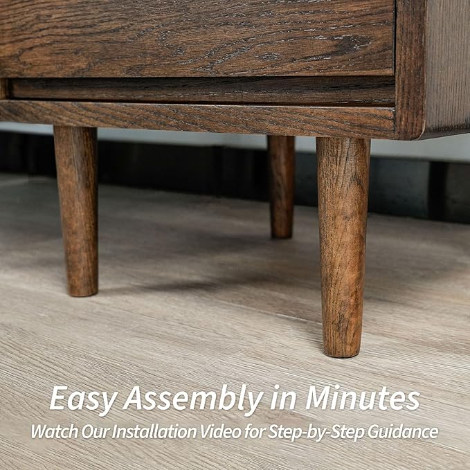 Night Stand, Mid Century Modern Nightstand w/2 Drawers, Boho Small Bedside Table - Image 8