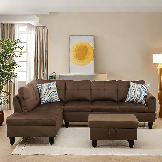 NAYSAYE Sectional Couch with Ottoman Storage, L Shaped Couch Sofa Furniture Sets - Image 4