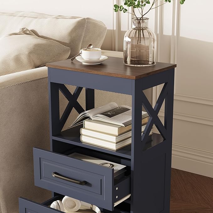Tall Nightstand Set of 2 Side Table - Image 5