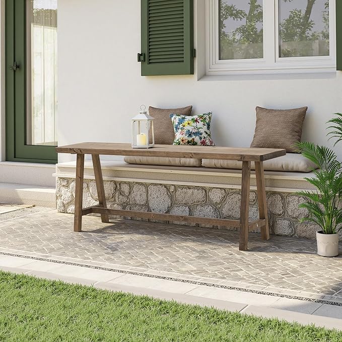 Warmiehomy Solid Wood Bench, 47.2” Rustic Farmhouse Entryway Bench - Image 5
