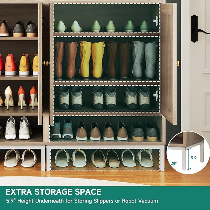 Rattan Shoe Cabinet Storage for Entryway, Shoe Cabinet - Image 8