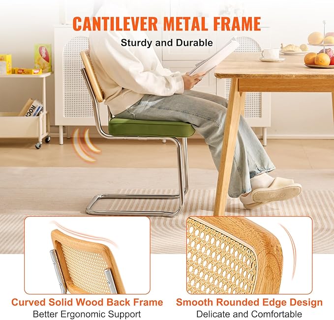 VEVOR Rattan Dining Chairs Set of 2, Mid Century Modern Dining Chair, - Image 6