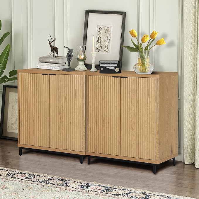 Buffet Cabinet with Storage Accent Sideboard Modern Credenza with 2 Doors & 3 - Image 3