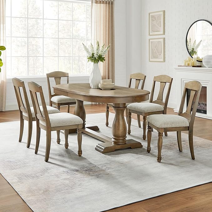 KEIKI Retro 7-Piece Wooden Dining Table Set - Image 2
