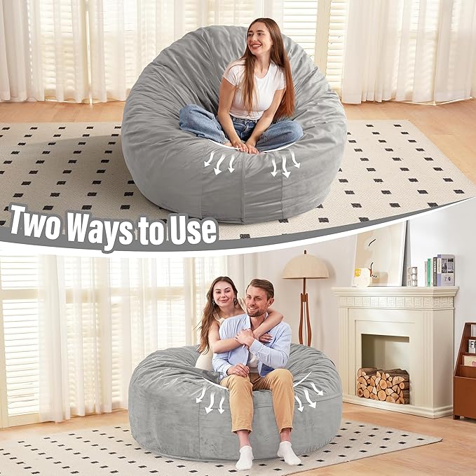 HABUTWAY Bean Bag Chair: Giant 6' Memory Foam Furniture Bean Bag Chair - 6Ft - Image 7