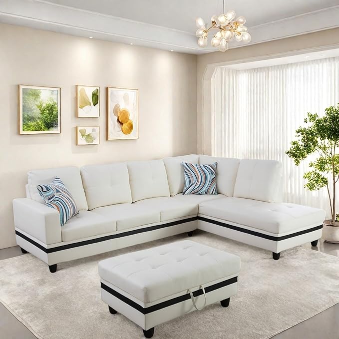 Sectional Couch with Ottoman Storage, L Shaped Sofa Furniture Sets, Modern - Image 3