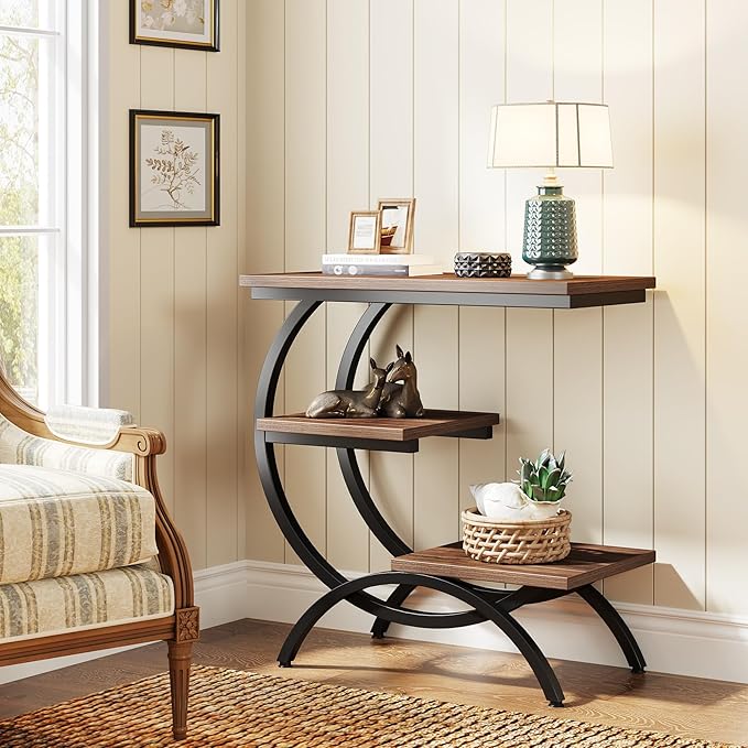 Tribesigns C-Shaped End Table, Industrial 3-Tier Small Side Table - Image 5