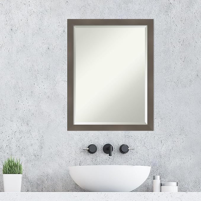 Amanti Art Grey Wall Mirror 27x21 Edwin Clay Grey Rectangle Bathroom Mirror - Image 5