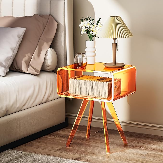 Acrylic Side Table, Acrylic Nightstand Bedside Table - Image 5