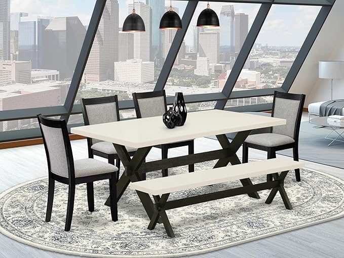 East West Furniture X627MZ606-6 6 Piece Dining Table Set Contains a Rectangle - Image 2