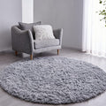 FJZFING Grey Round Rug Ultra-Soft Plush Modern 5x5 Circle Area Rug by FJZFING