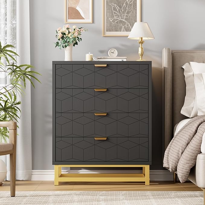 GAOMON Black Dresser, 4 Drawer Dresser - Image 3