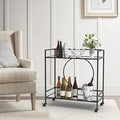 RiteSune Black Bar Cart with Wheels, Vintage Serving Cart Wine Cart with 2 by RiteSune
