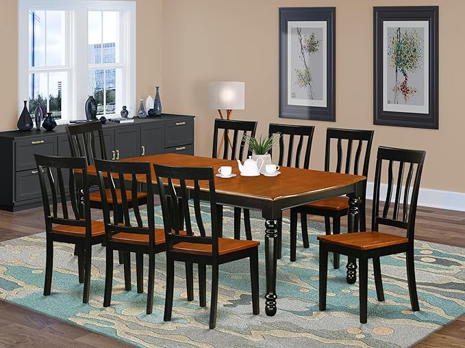 East West Furniture DOAN9-BCH-W 9 Piece Kitchen Table & Chairs Set Includes a - Image 2