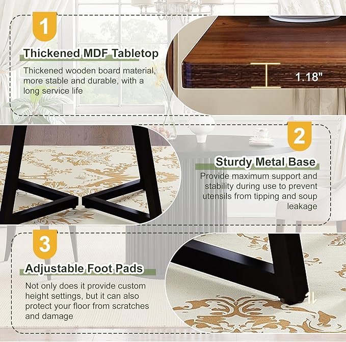 NicBex 31.5 Inch Square Dining Table - Image 3