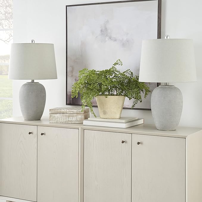 Nourison Home 23" Vintage Grey Ceramic Pot Table Lamp - Image 5