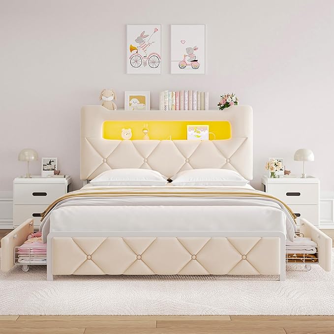 Full Upholstered LED Bed Frame - Image 7