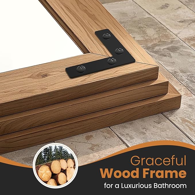 Full Length Mirror with Wooden Frame, Bedroom Decor, Hanging or Leaning - Image 5